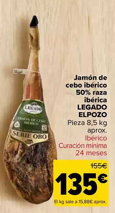 Jamón de cebo ibérico 50% raza ibérica LEGADO ELPOZO