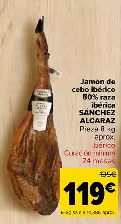 Jamón de cebo ibérico 50% raza ibérica SÁNCHEZ ALCARAZ