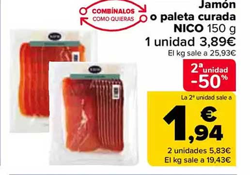 Jamón o paleta curada NICO