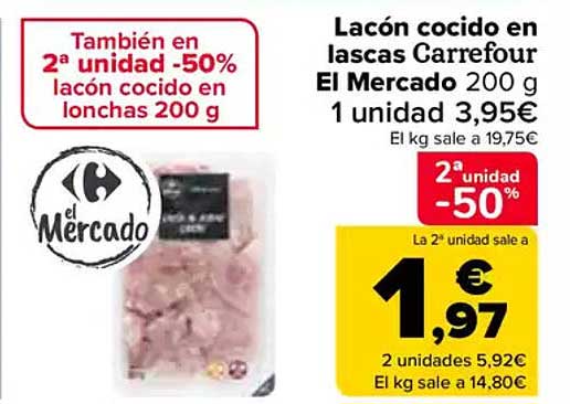 Lacón cocido en lascas Carrefour El Mercado 200 g