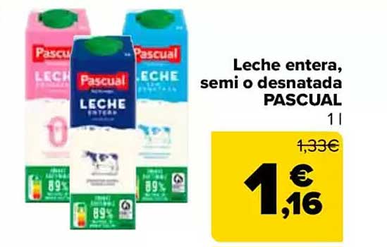 Leche entera, semi o desnatada PASCUAL