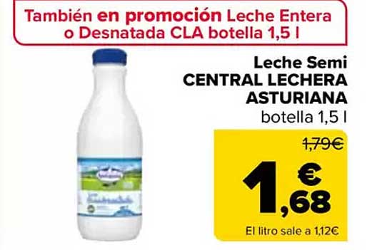 Leche Semi CENTRAL LECHERA ASTURIANA botella 1,5 l