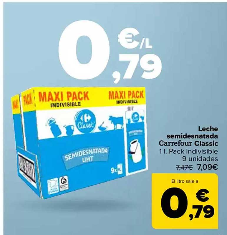 Leche semidesnatada Carrefour Classic