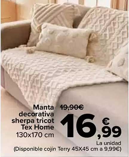 Manta decorativa sherpa tricot Tex Home