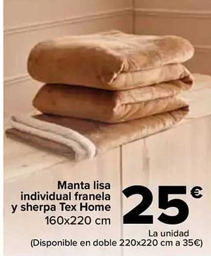 Manta lisa individual franela y sherpa Tex Home