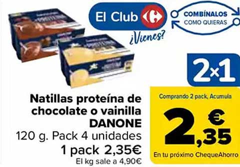 Natillas proteína de chocolate o vainilla DANONE