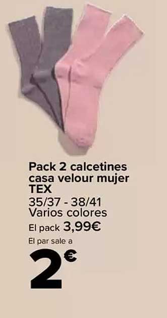 Pack 2 calcetines casa velour mujer TEX