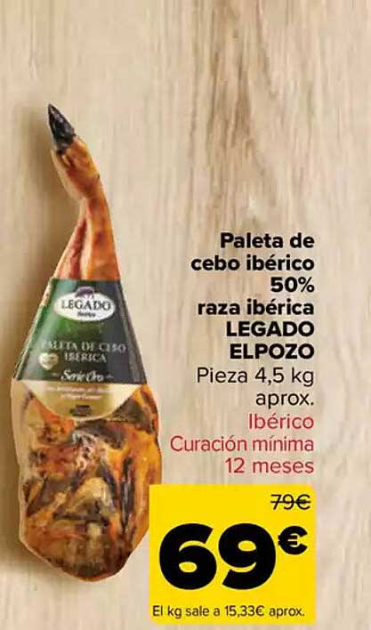 Paleta de cebo ibérico 50% raza ibérica LEGADO ELPOZO