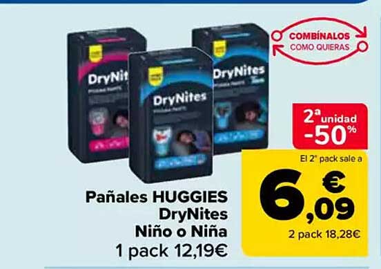 Pañales HUGGIES DryNites Niño o Niña