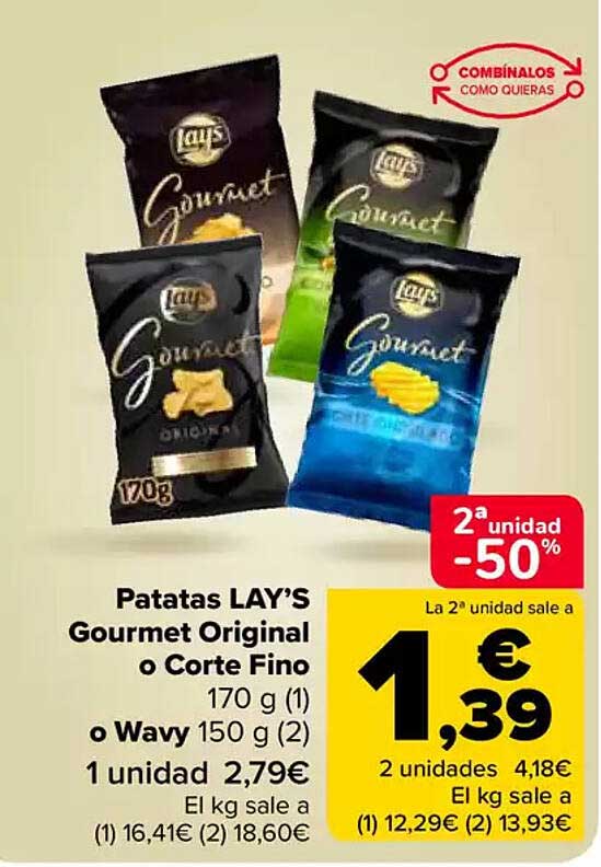 Patatas LAY’S Gourmet Original o Corte Fino