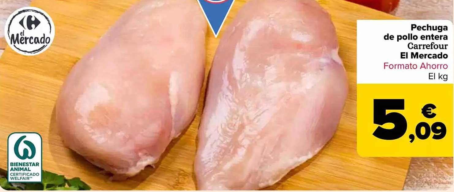 Pechuga de pollo entera Carrefour El Mercado