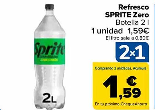 Refresco SPRITE Zero Botella 2 l