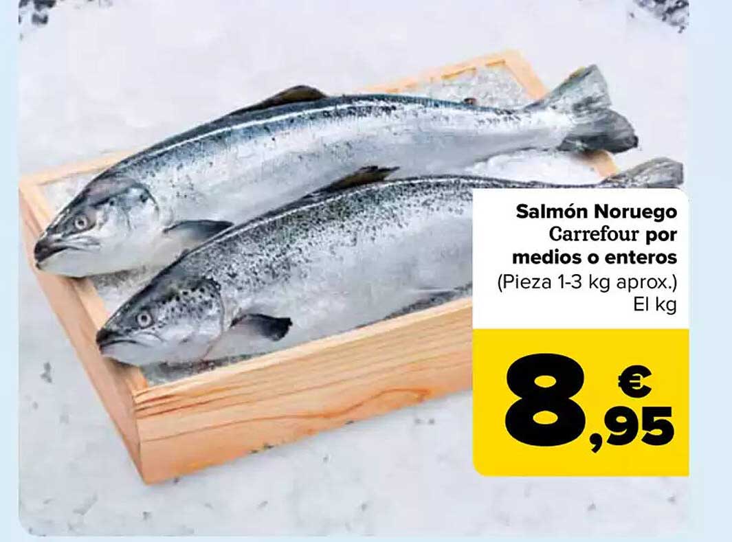 Salmón Noruego Carrefour por medios o enteros