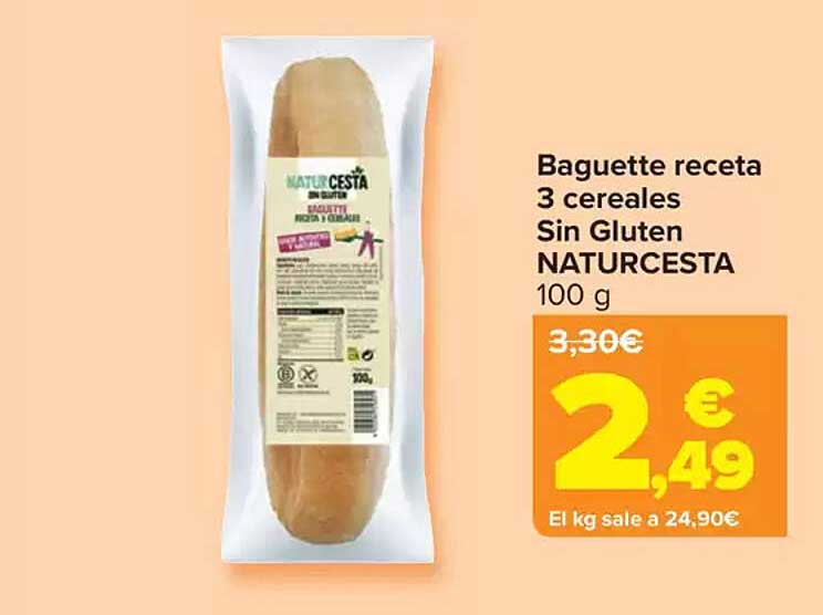 Baguette receta 3 cereales Sin Gluten NATURCESTA