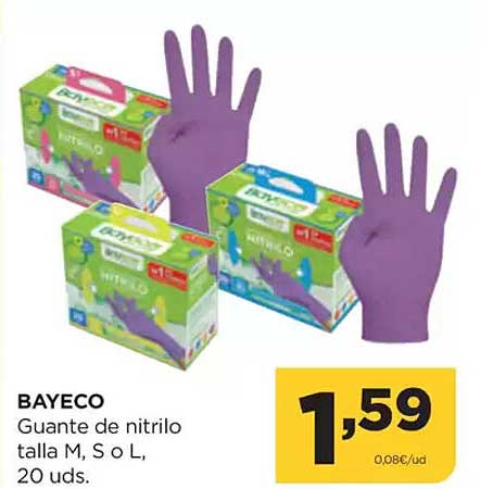 BAYECO  
Guante de nitrilo talla M, S o L, 20 uds.  