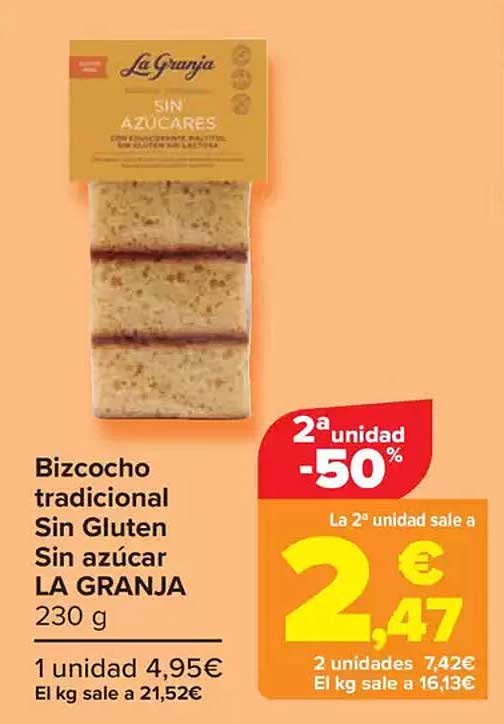 Bizcocho tradicional Sin Gluten Sin azúcar LA GRANJA