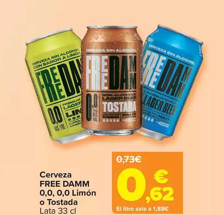 Cerveza FREE DAMM 0,0, 0,0 Limón o Tostada