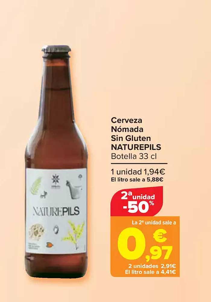 Cerveza Nómada Sin Gluten NATUREPILS Botella 33 cl