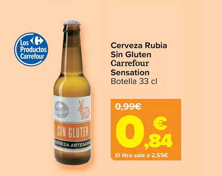 Cerveza Rubia Sin Gluten Carrefour Sensation