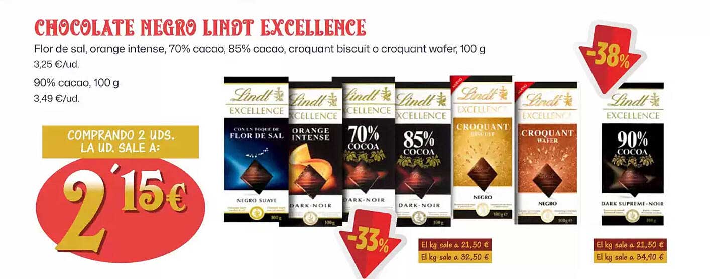 CHOCOLATE NEGRO LINDT EXCELLENCE