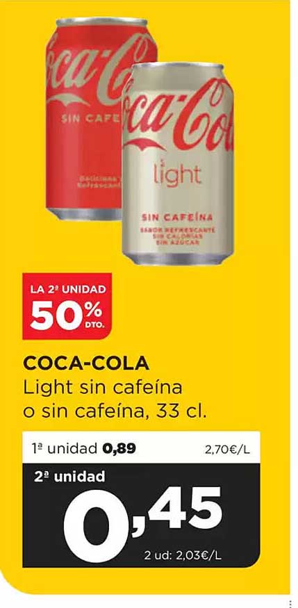 COCA-COLA Light sin cafeína o sin cafeína, 33 cl.