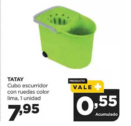 Cubo escurridor con ruedas color lima, 1 unidad