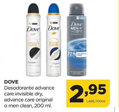 DOVE Desodorante advance care invisible dry, advance care original o men clean