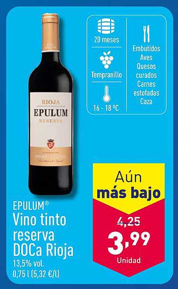 EPULUM® Vino tinto reserva DOCa Rioja