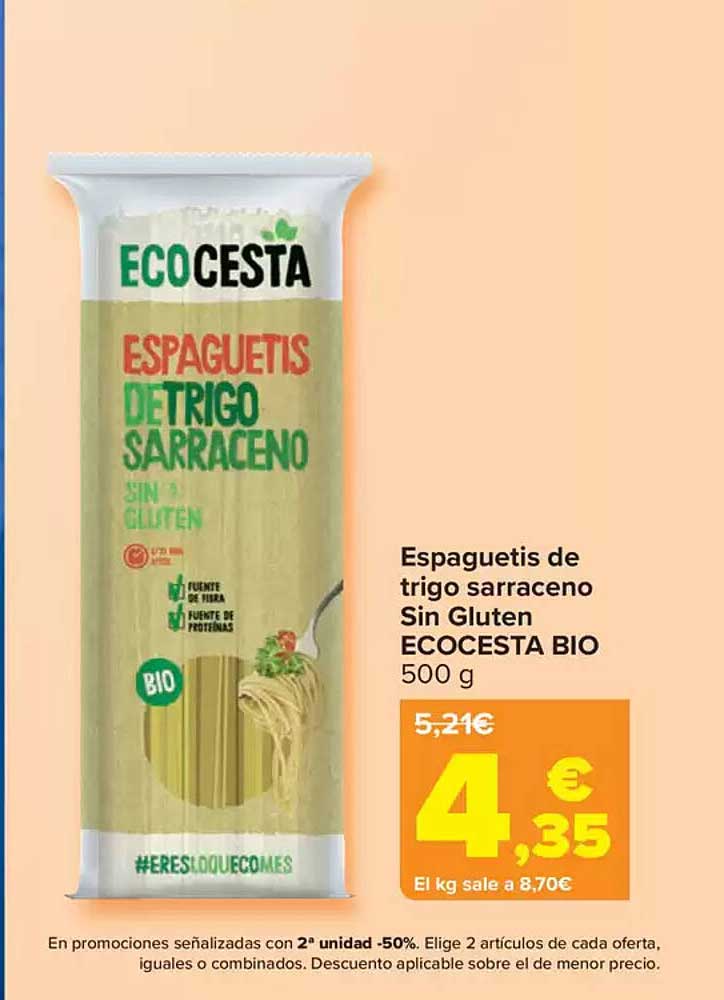 Espaguetis de trigo sarraceno Sin Gluten ECOCESTA BIO