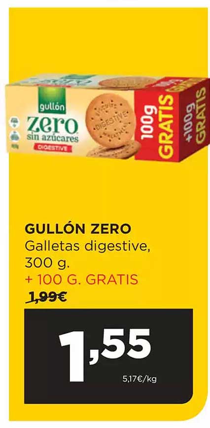 GULLÓN ZERO Galletas digestive, 300 g.