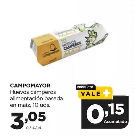 Huevos camperos alimentación basada en maíz, 10 uds.