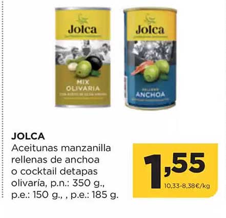 JOLCA Aceitunas manzanilla rellenas de anchoa o cocktail detapas olivaría