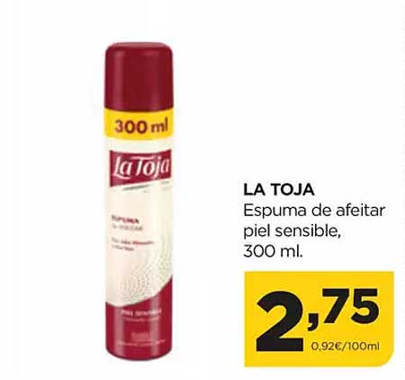 LA TOJA  
Espuma de afeitar piel sensible, 300 ml.