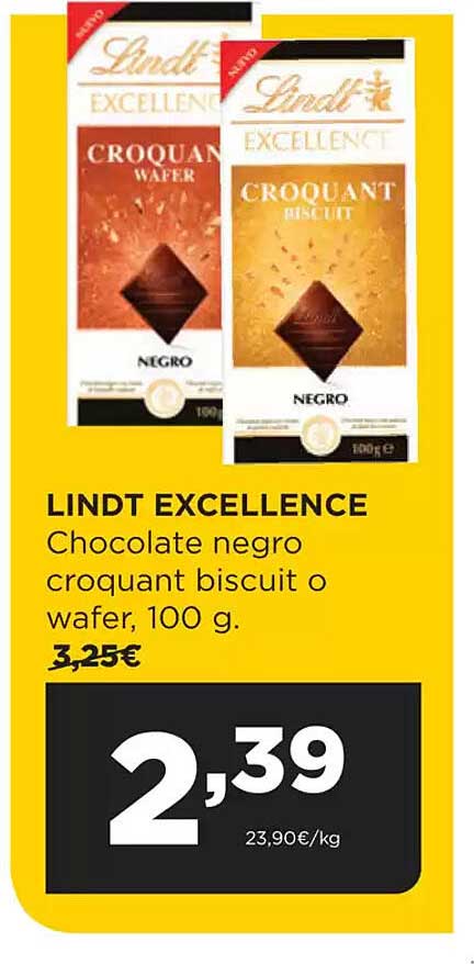 LINDT EXCELLENCE шоколад negro croquant biscuit o wafer