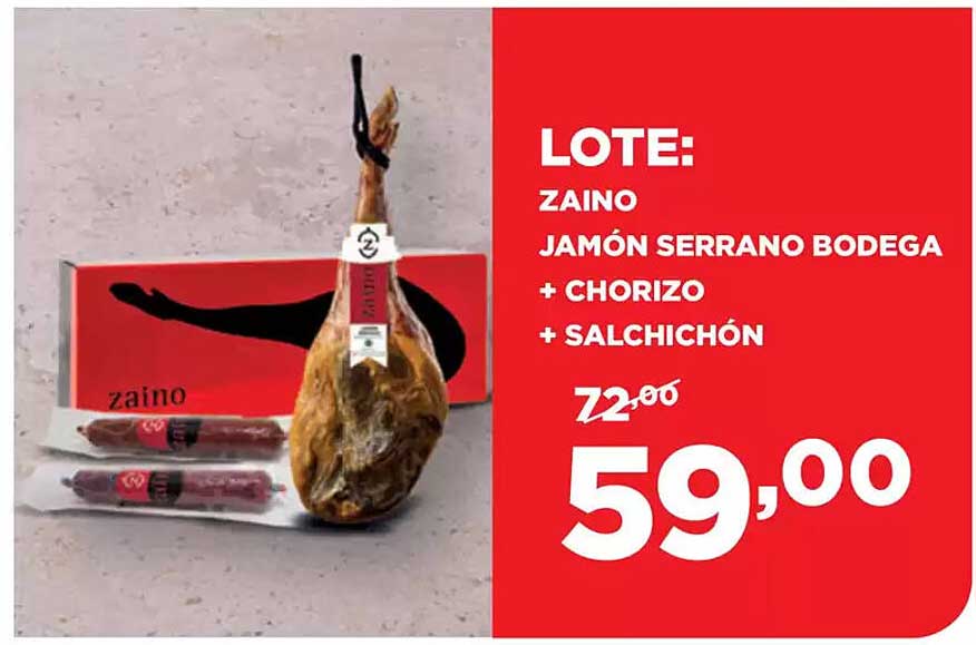 LOTE: ZAINO JAMÓN SERRANO BODEGA + CHORIZO + SALCHICHÓN