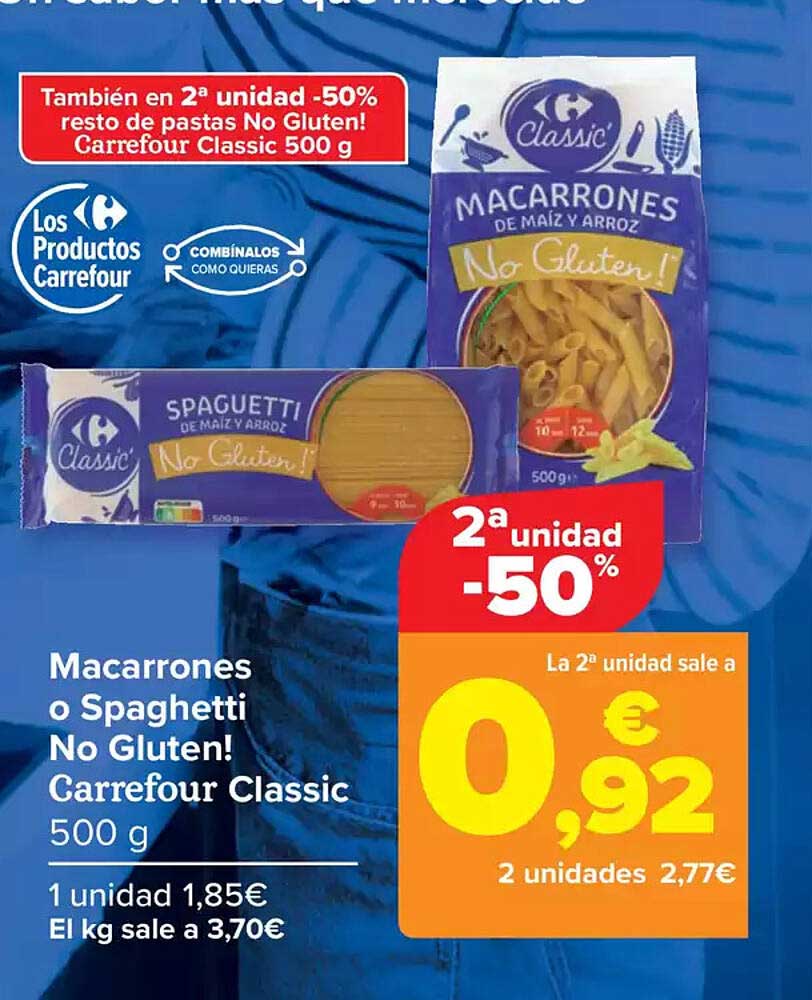 Macarrones o Spaghetti No Gluten! Carrefour Classic 500 g