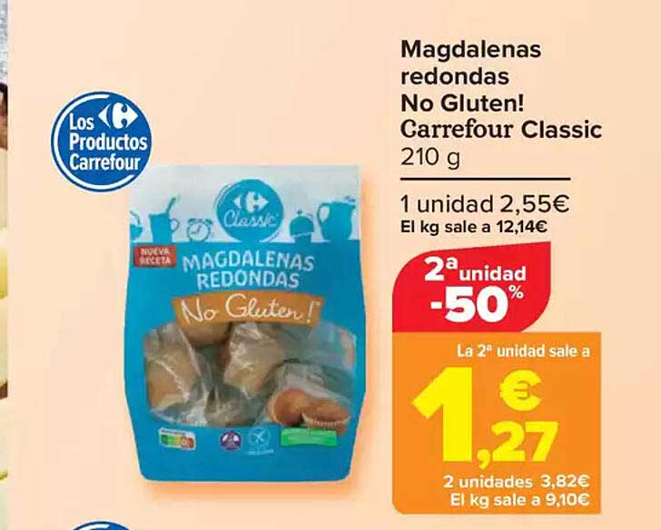 Magdalenas redondas No Gluten! Carrefour Classic