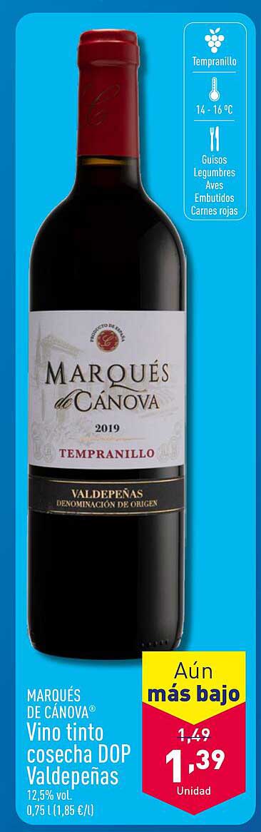 MARQUÉS DE CÁNOVA® Vino tinto cosecha DOP Valdepeñas