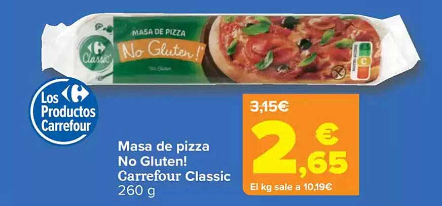 Masa de pizza No Gluten! Carrefour Classic