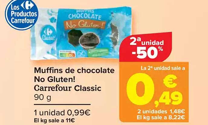 Muffins de chocolate No Gluten! Carrefour Classic