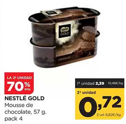 NESTLÉ GOLD Mousse de chocolate, 57 g. pack 4