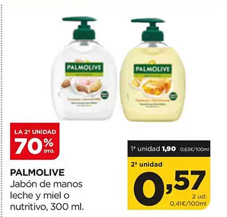 PALMOLIVE Jabón de manos leche y miel o nutritivo, 300 ml.