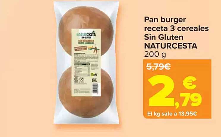 Pan burger receta 3 cereales Sin Gluten NATURCESTA