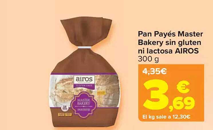 Pan Payés Master Bakery sin gluten ni lactosa AIROS