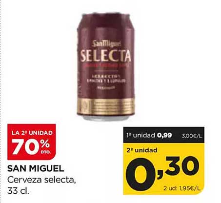 SAN MIGUEL Cerveza selecta, 33 cl.