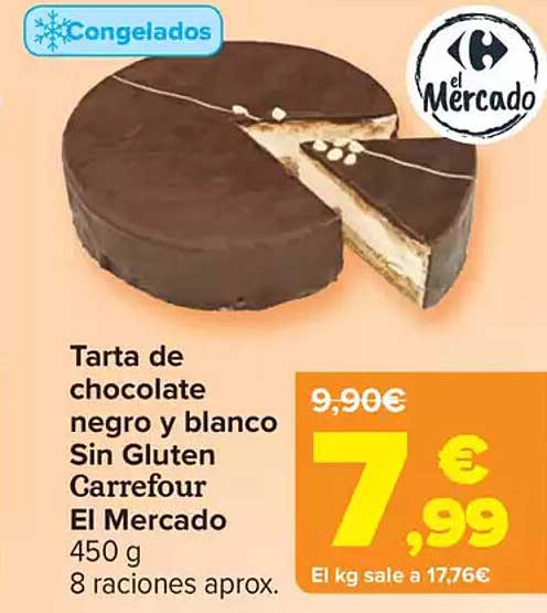 Tarta de chocolate negro y blanco Sin Gluten Carrefour El Mercado