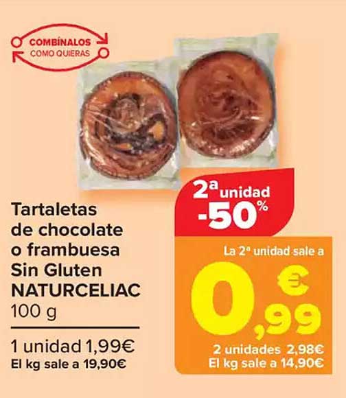 Tartaletas de chocolate o frambuesa Sin Gluten NATURE CILIAC