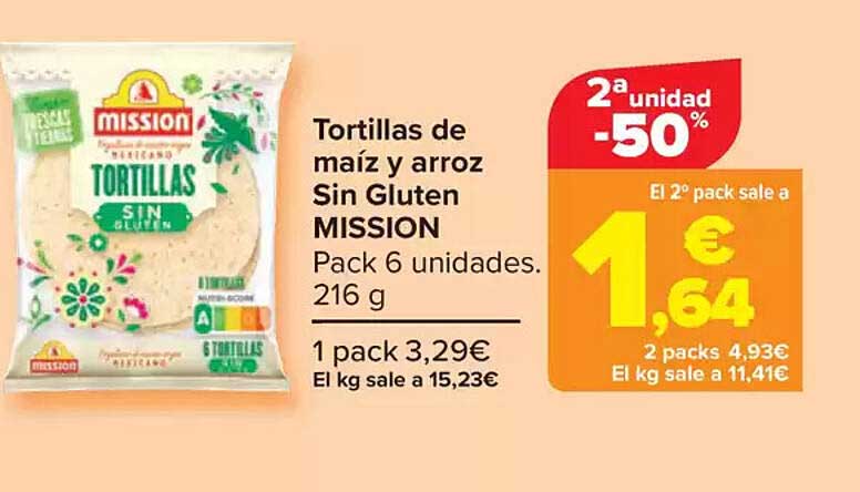 Tortillas de maíz y arroz Sin Gluten MISSION