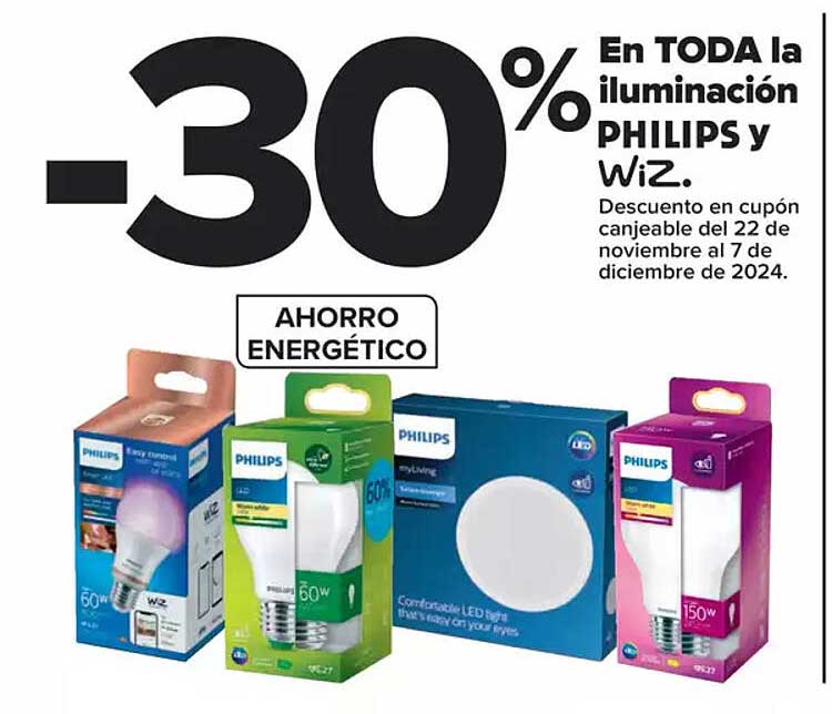 -30% En TODA la iluminación PHILIPS y Wiz.