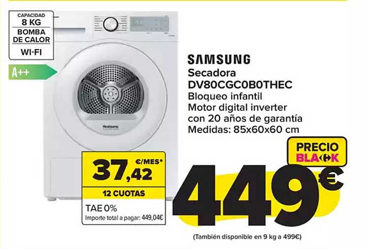 Samsung Secadora DV80CGC0B0THEC